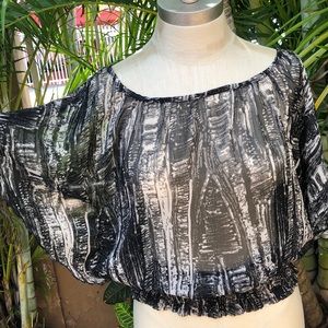 ANGIE black & White sheer top- women size M